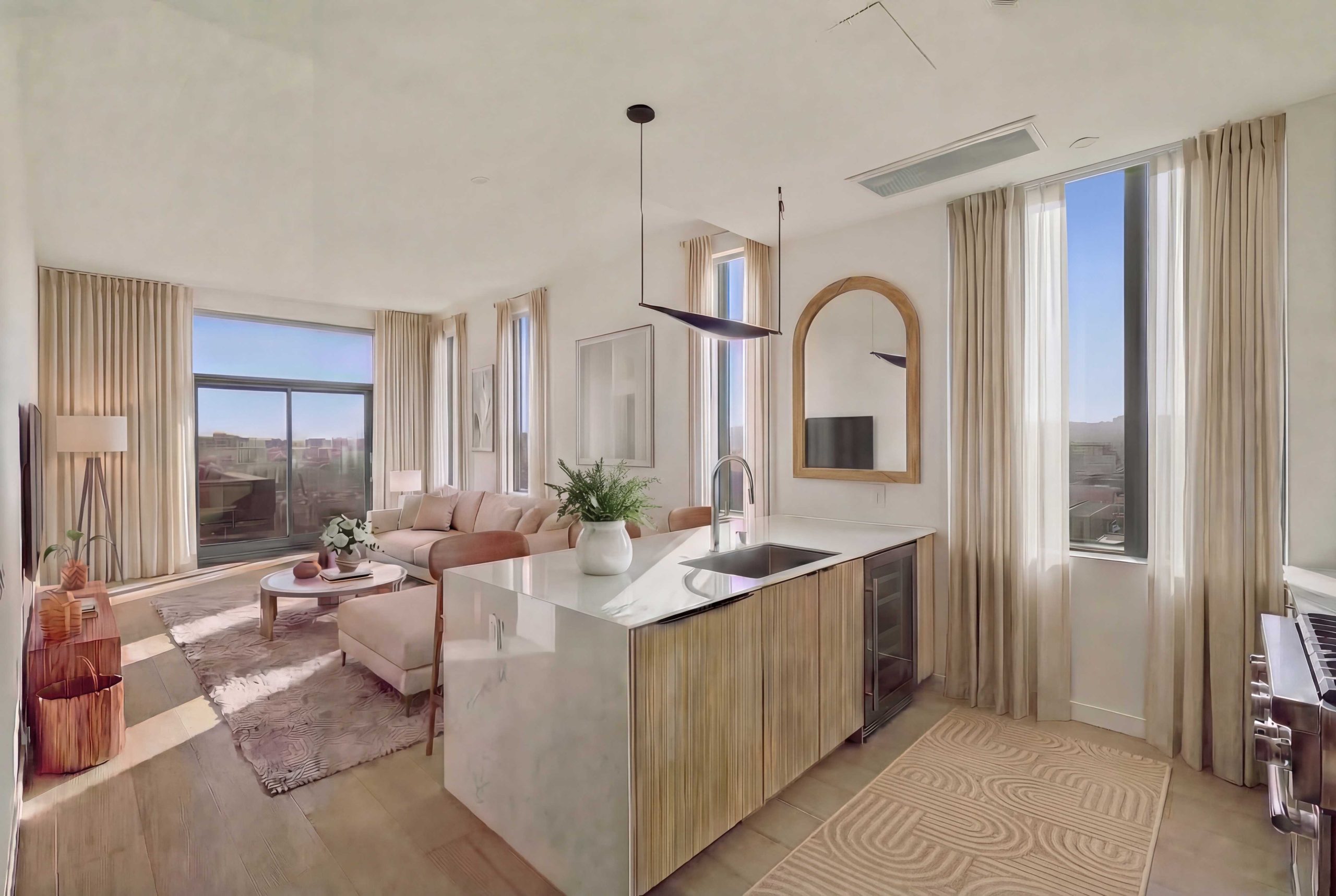 penthouse kitchen with island