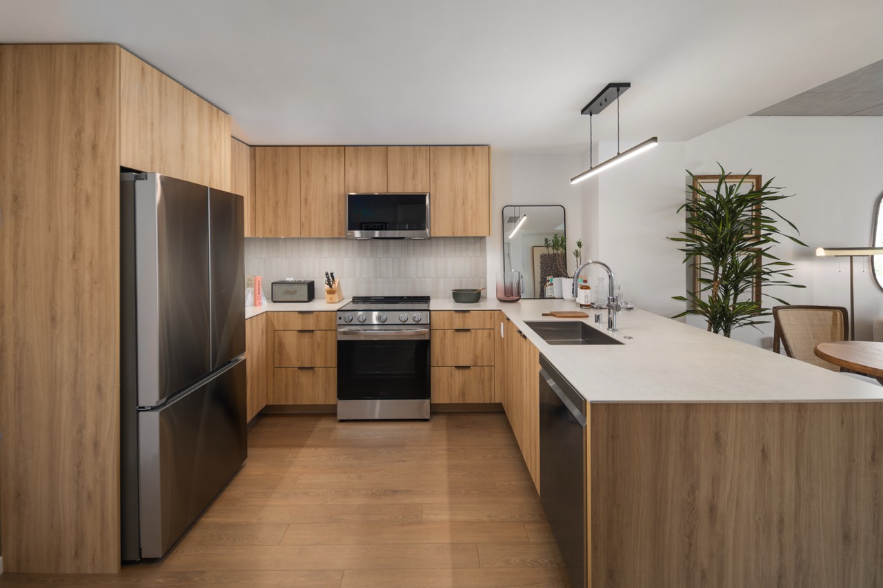 kitchen with island and stainless steel appliances